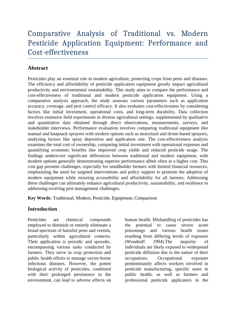 Comparative Analysis of Traditional vs. Modern Pesticide Application ...