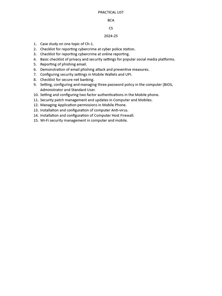 CS 27 Practical List | PDF