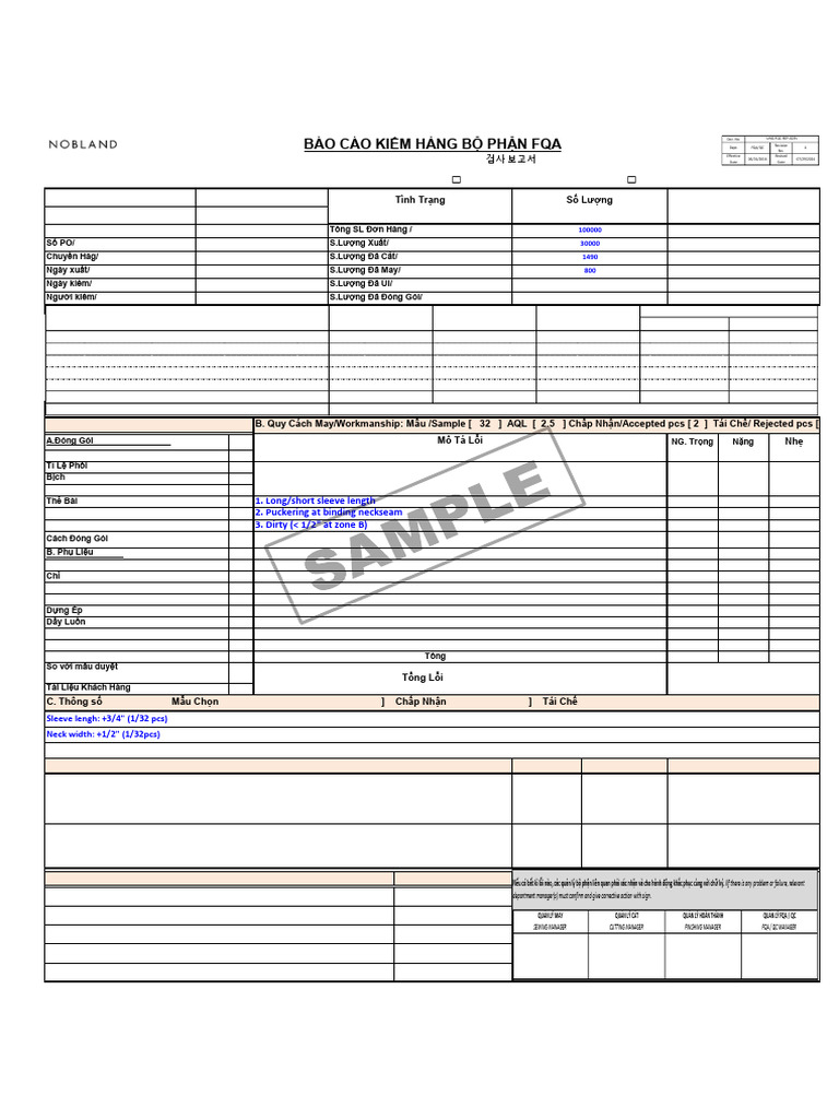 Ung FQC Rep 023 Fqa Inspection Report (Duproprefinal) Rev.4 C | PDF