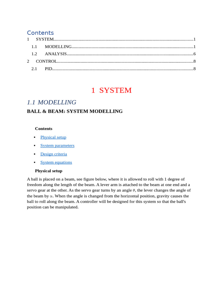 Ball and Beam Control System Analysis | PDF | Beam (Structure) | Torque