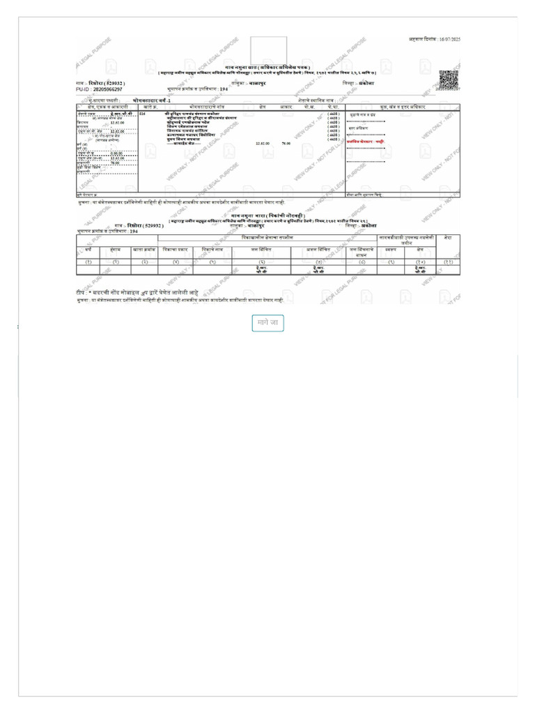 extract and Property Card online to citizens: अ धकार अ भलेखाचा प्रकार ...