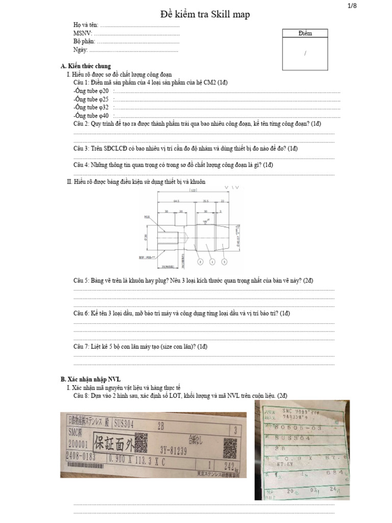 Đề Kiểm Tra Skill Map | PDF