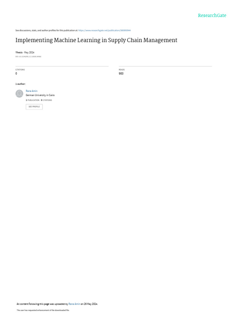 Implementing Machine Learning in Supply Chain Management | PDF ...
