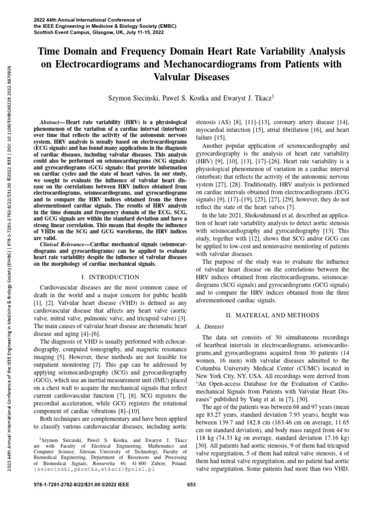 Time Domain and Frequency Domain Heart Rate Variability Analysis On ...