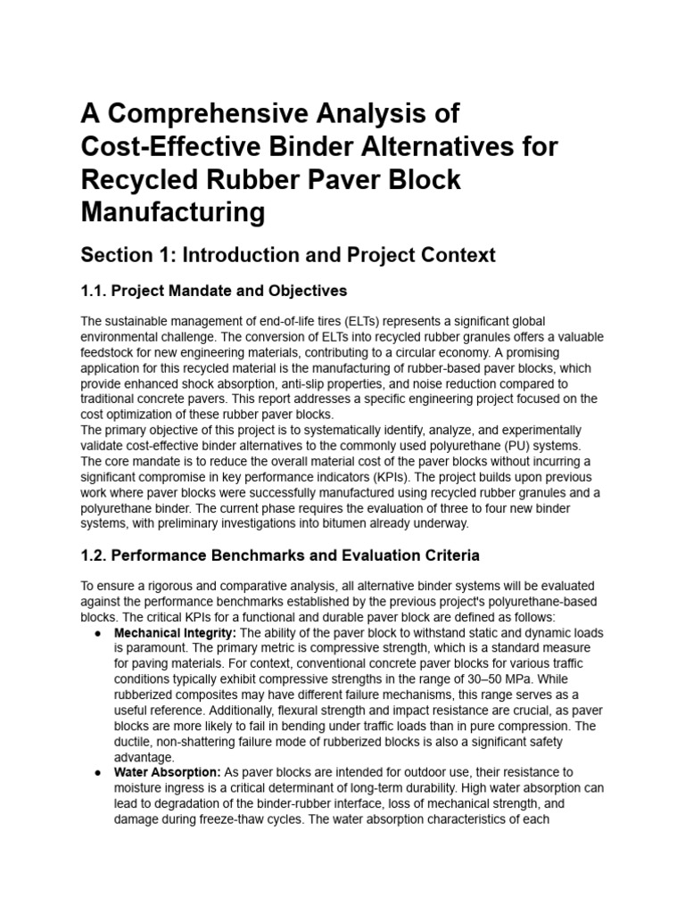 Cost-Effective Binders for Rubber Pavers | PDF | Epoxy | Cement