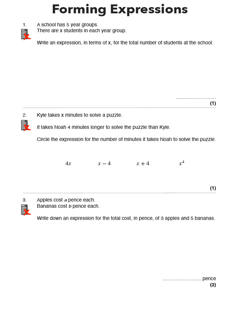 Forming Expressions in Mathematics | PDF | Biscuit