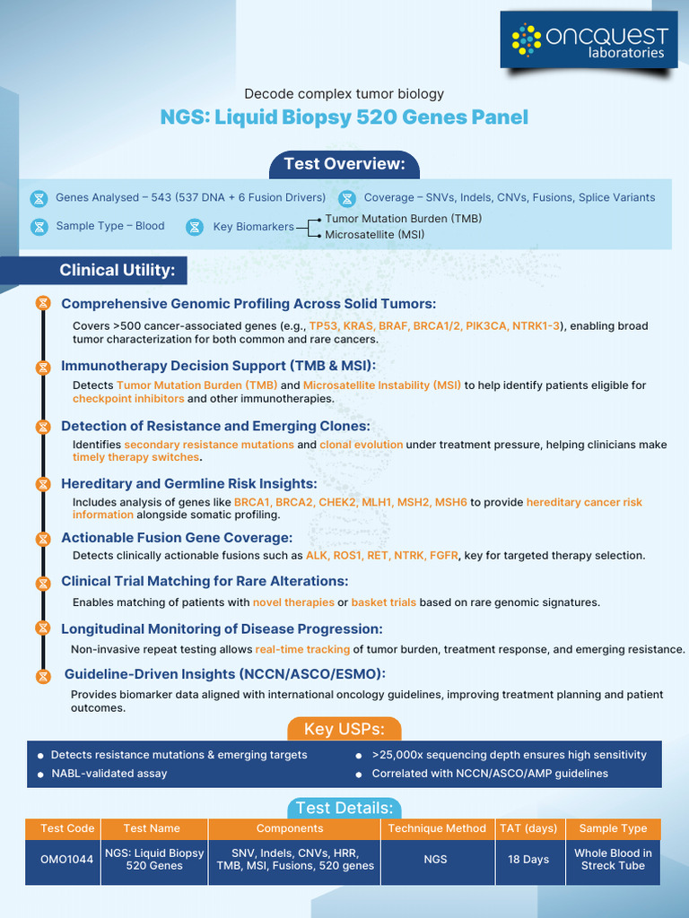 Comprehensive 520-Gene Liquid Biopsy Test | PDF | Neoplasms | Dna ...