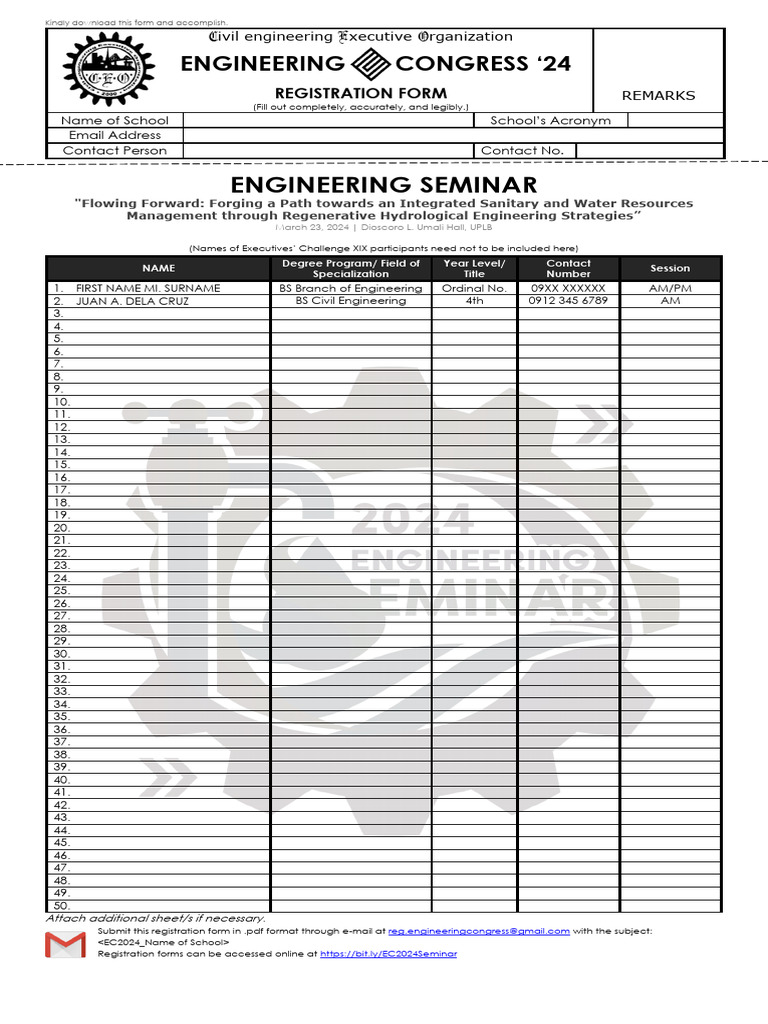 Engineering Seminar Registration Form | PDF