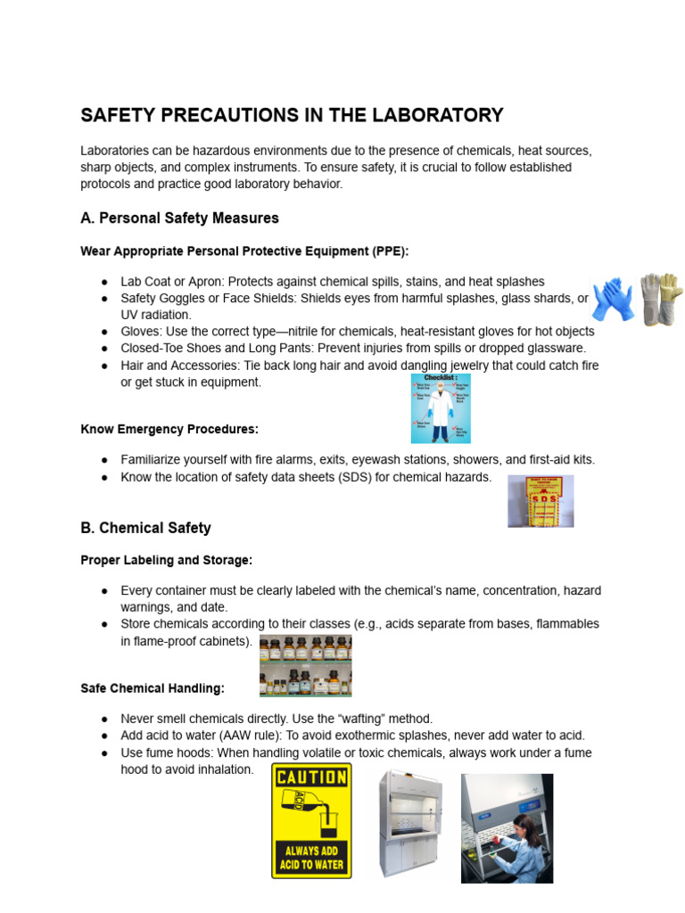 Safety Precautions and Lab Apparatus | PDF | Laboratories