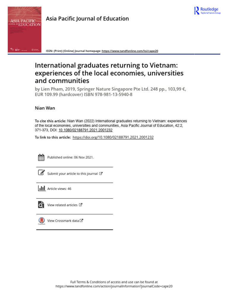 International Graduates Returning To Vietnam Experiences of The Local ...