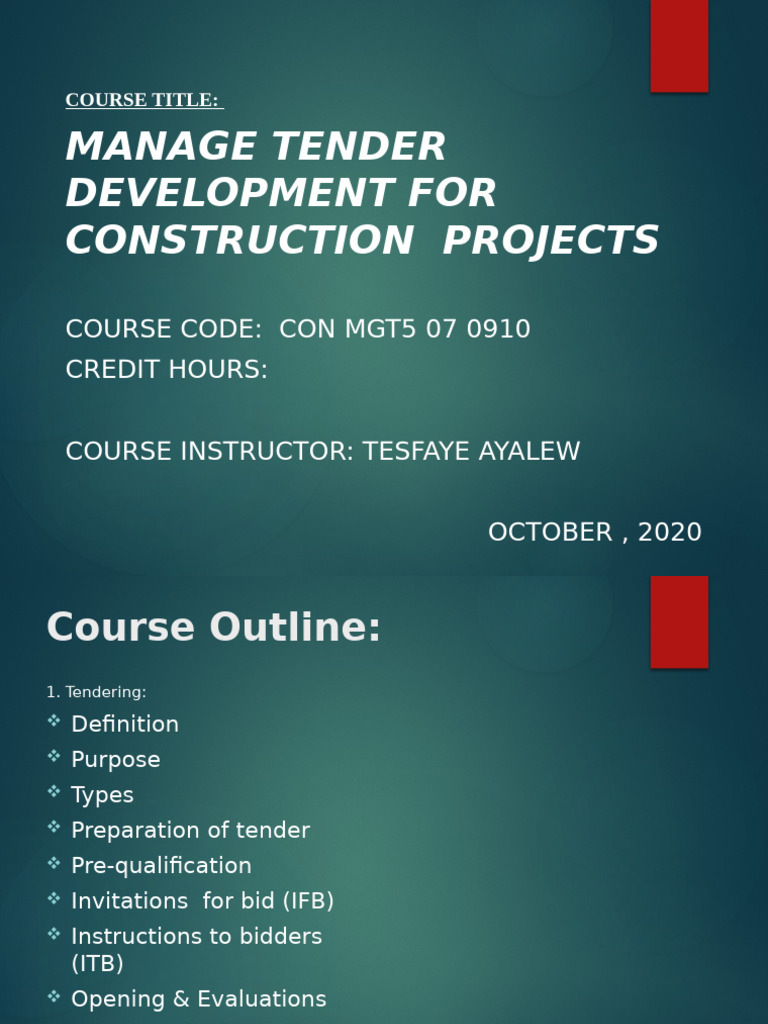 Construction Tender Management Course | PDF | Letter Of Credit | Business