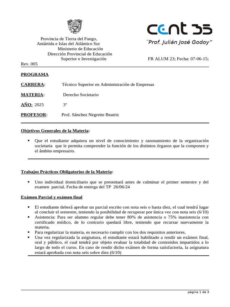 Programa 2025 D Societario | PDF | Sociedad de responsabilidad limitada