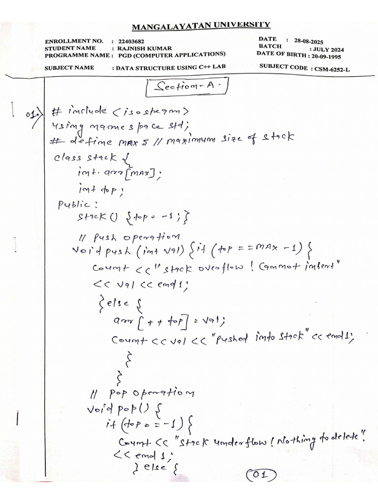 Data Structure Using C++ Lab | PDF