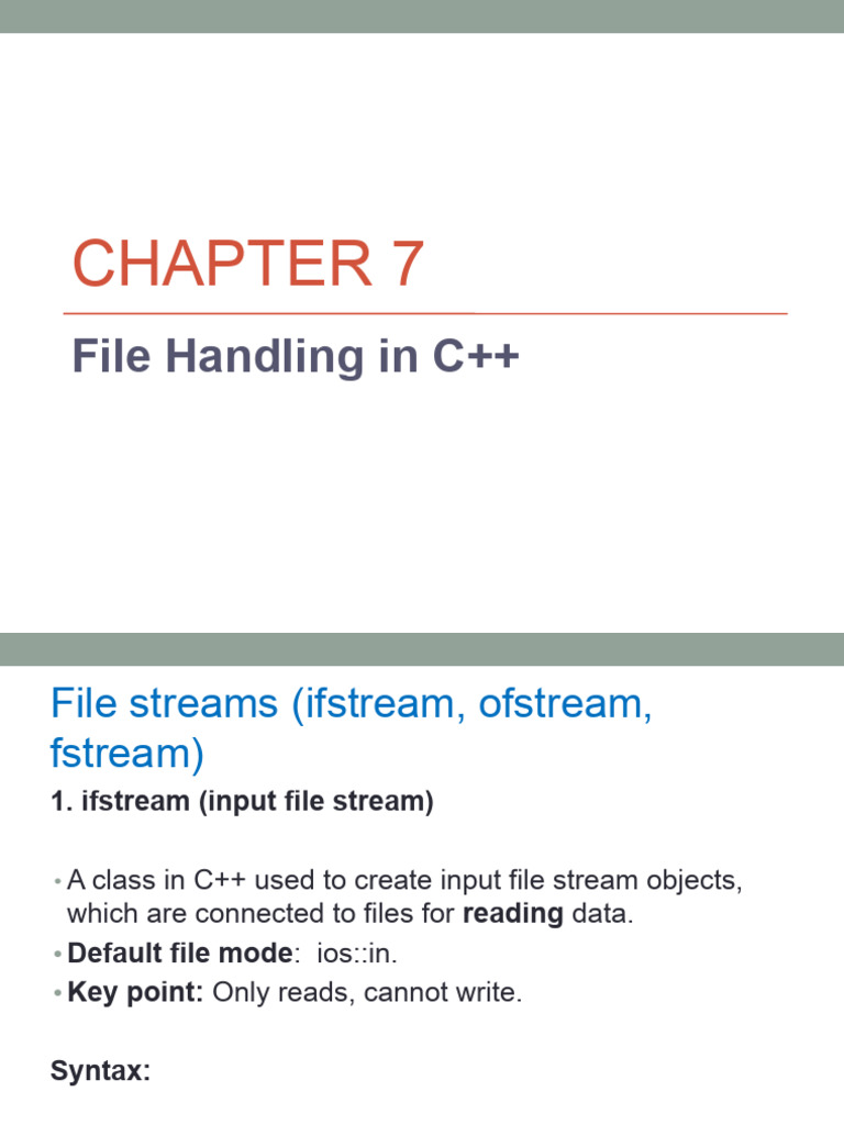 C++ File Handling: Streams & Operations | PDF | C++ | Object (Computer ...