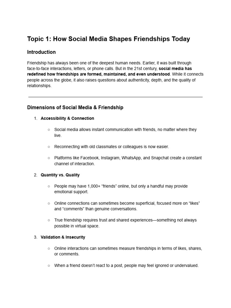 Impact of Social Media on Friendships | PDF | Friendship | Communication