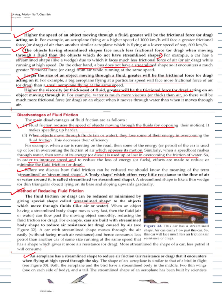 Science Class 8 Friction Notes | PDF