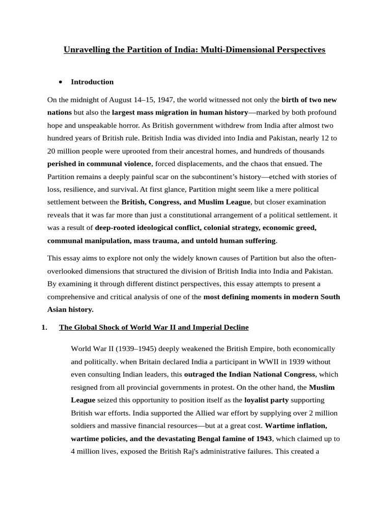 Partition of India: Causes and Consequences | PDF | Muhammad Ali Jinnah ...