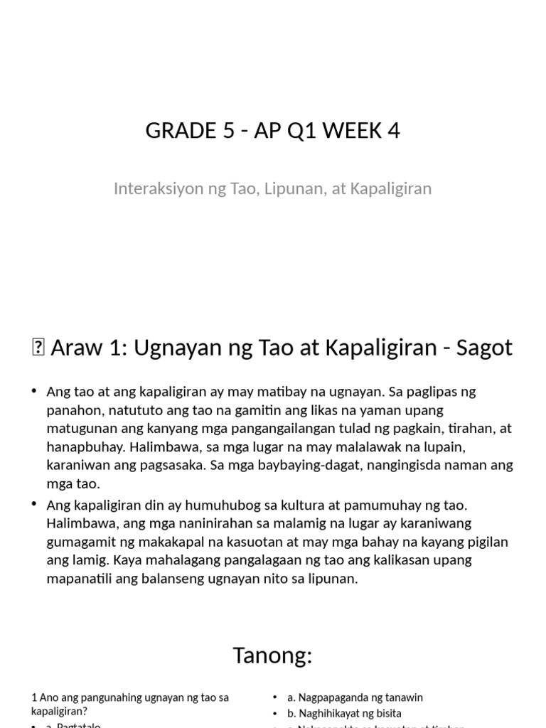 Grade 5 q1 w4 AP | PDF