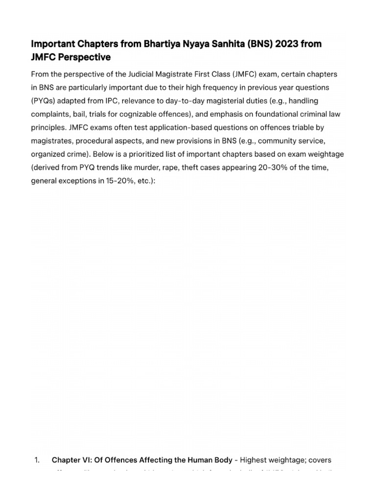 Bns Important Sections | PDF