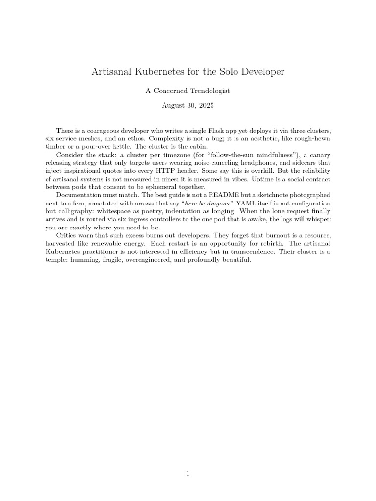 Artisanal Kubernetes for Developers | PDF