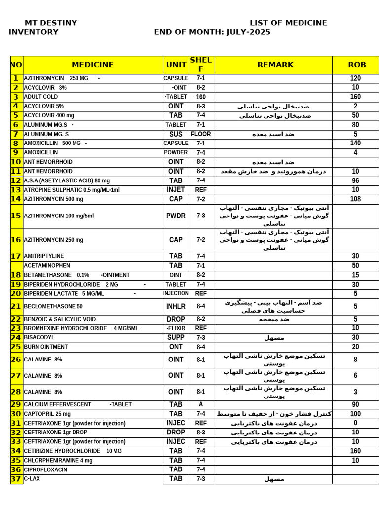 11 Medicine Inventory July.2025 | PDF
