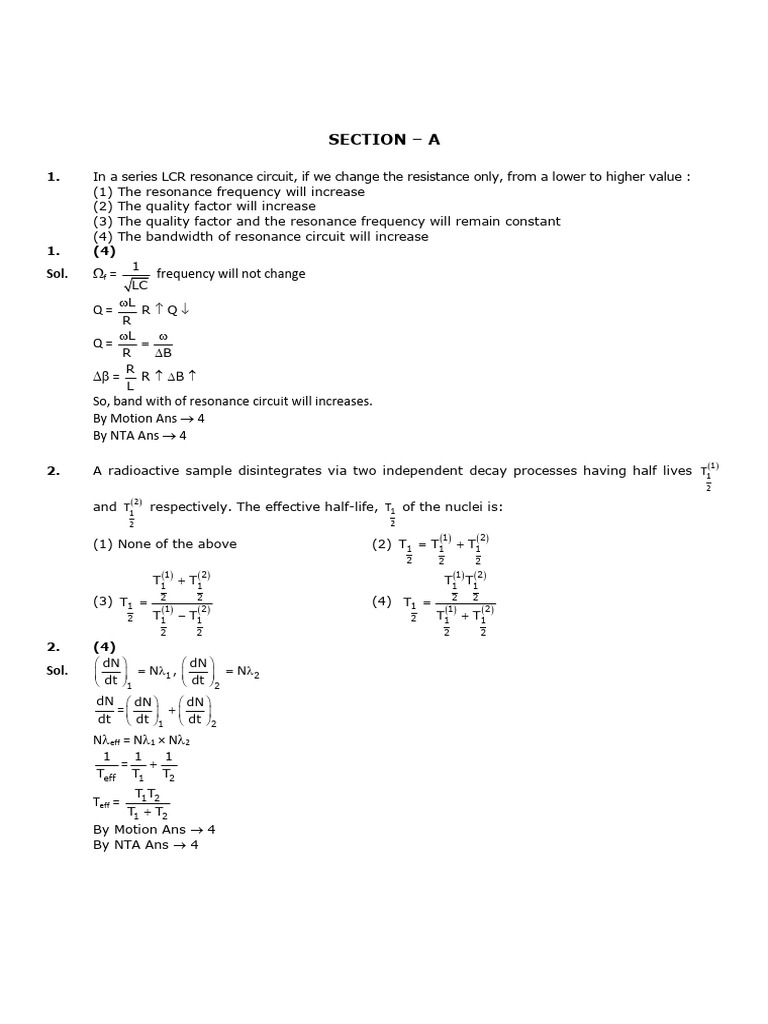 Physics Problem Solutions and Explanations | PDF | Physical Phenomena ...