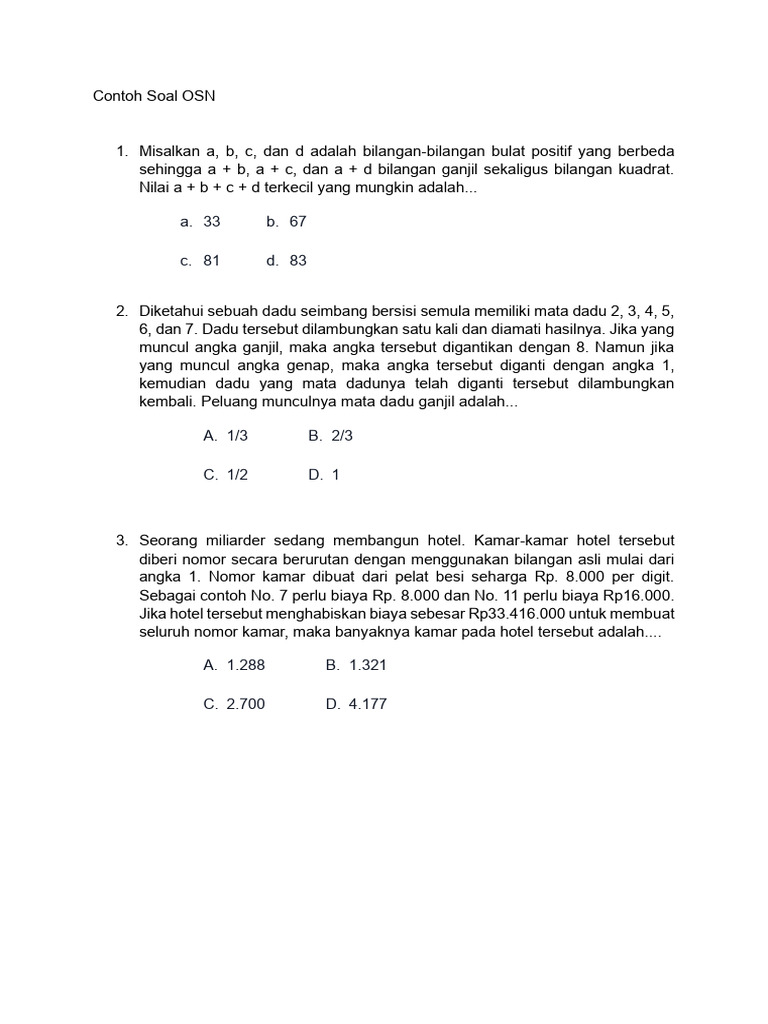 Contoh Soal OSN | PDF
