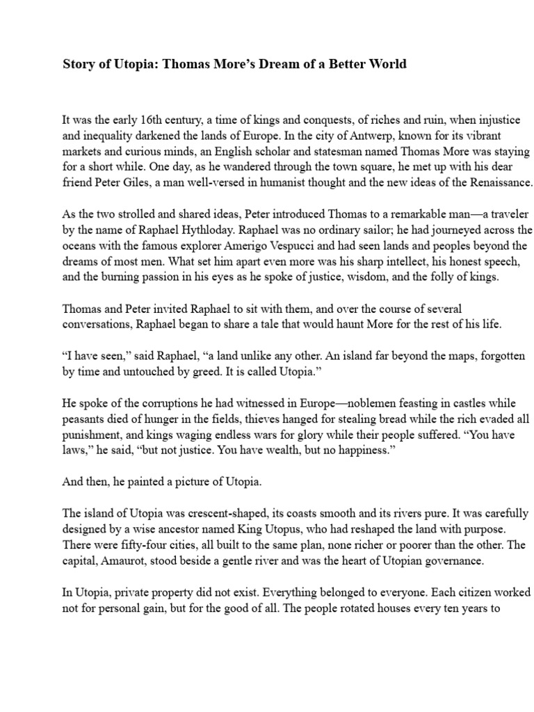Story of Utopia by Thomas Moore | PDF | Utopia (Book)