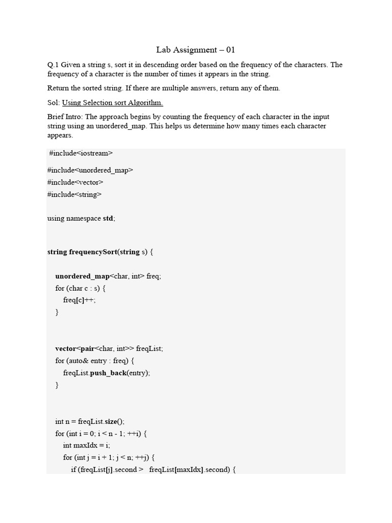 Character Frequency Sorting Methods | PDF | Computer Programming ...