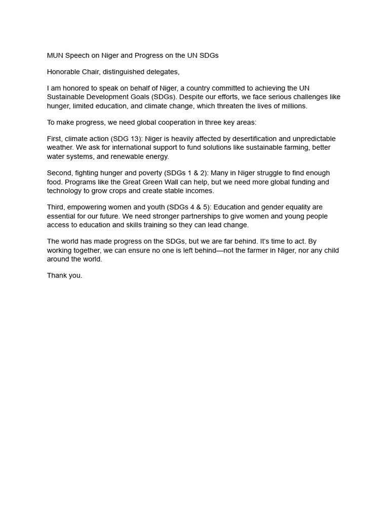 MUN Speech | PDF