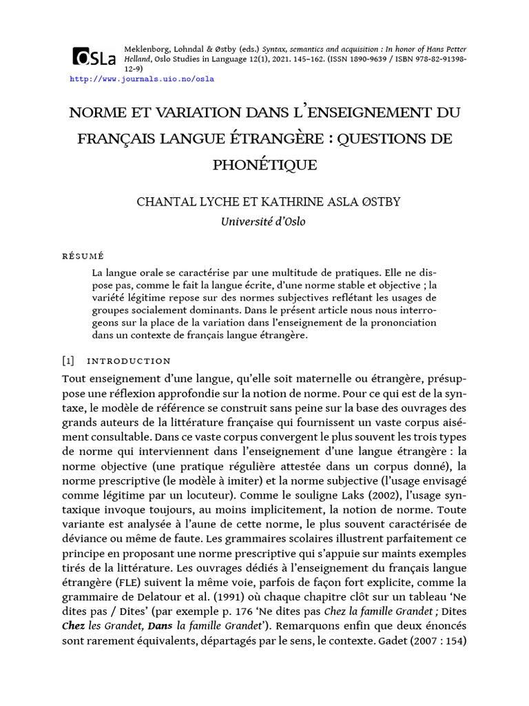 Variation et normes en phonétique FLE | PDF | Langue française | Dialecte