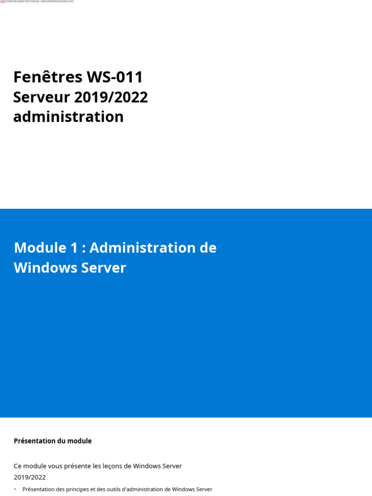 Administration de Windows Server 2019/2022 | PDF | Serveur ...