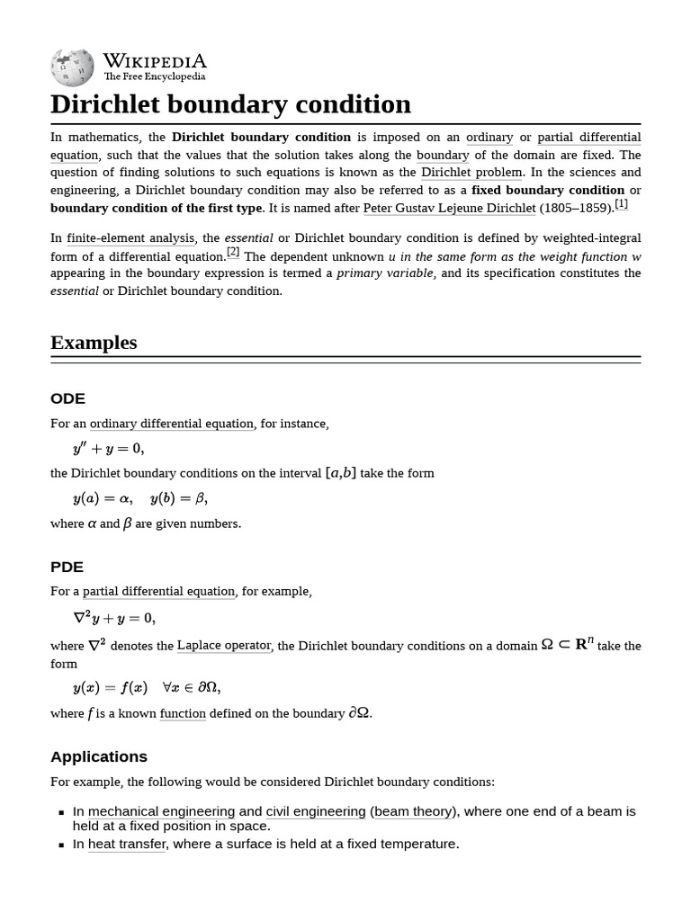 Dirichlet Boundary Condition | PDF | Boundary Value Problem | Partial ...