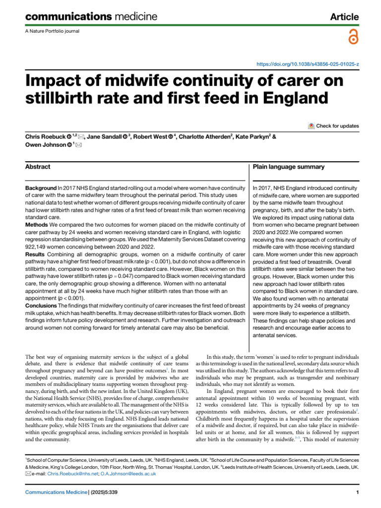 Impact of Midwife Care on Stillbirth Rates | PDF | Midwifery | Woman