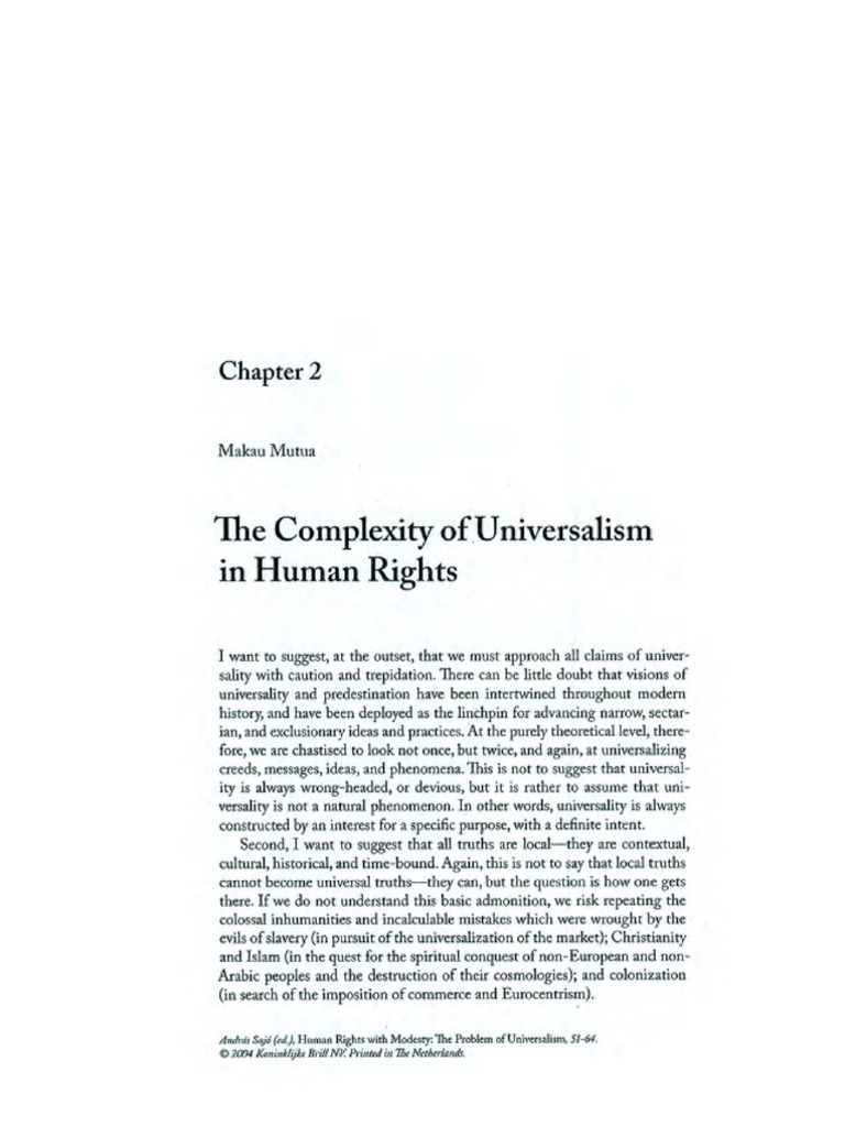 Mutua Complexity of Universalism in Human Rights | PDF