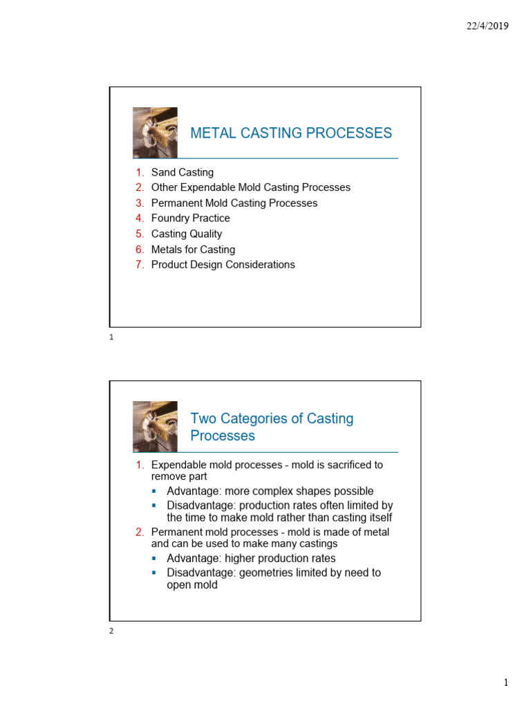 Metal Casting Processes Overview | PDF | Foundry | Casting