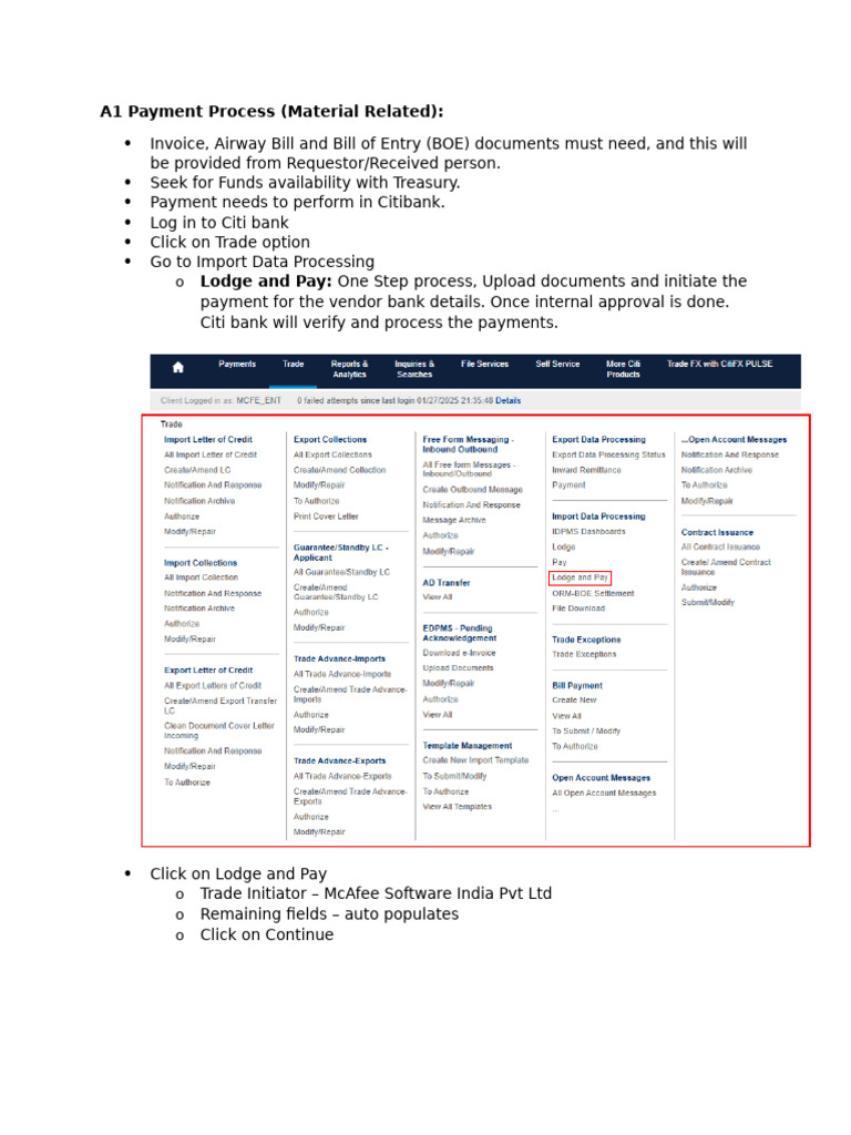 A1 Payment Process | PDF | Banks | Invoice