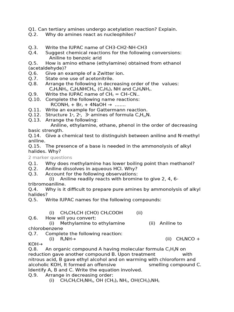 Amines: Reactions, Properties, and Tests | PDF | Amine | Organic Compounds