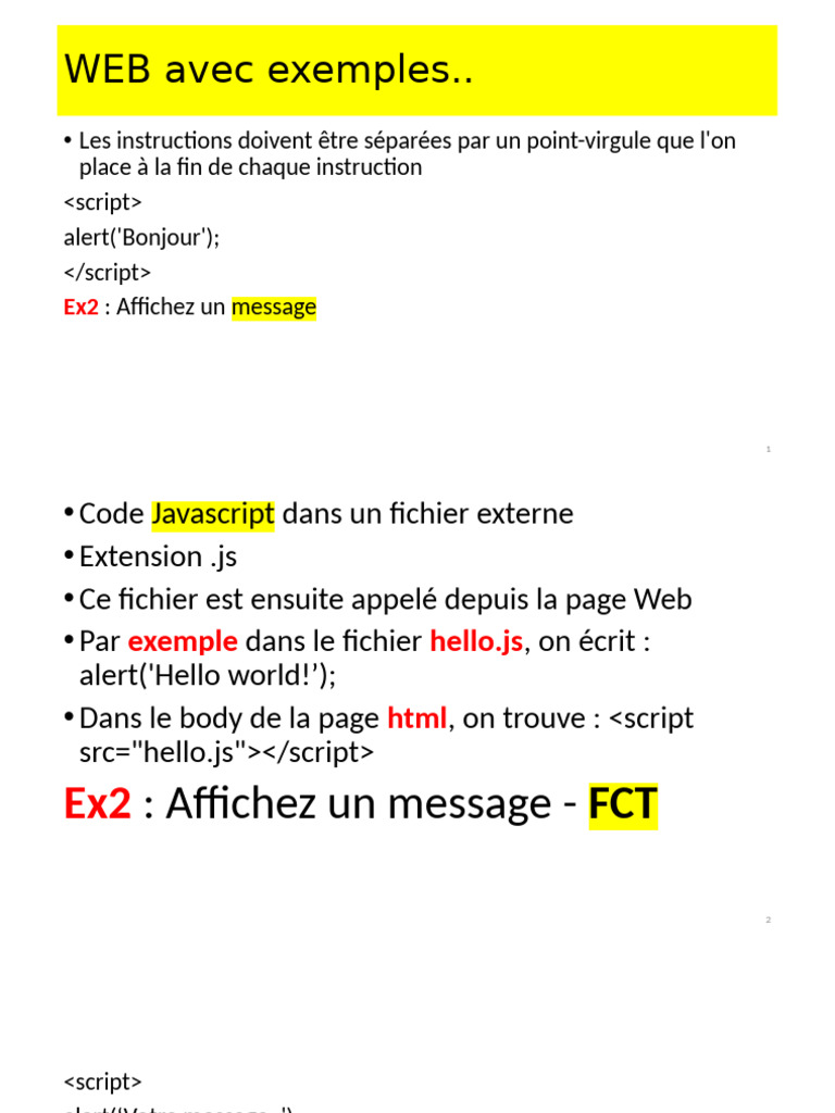 Introduction au JavaScript avec exemples | PDF | Internet | Internet et Web