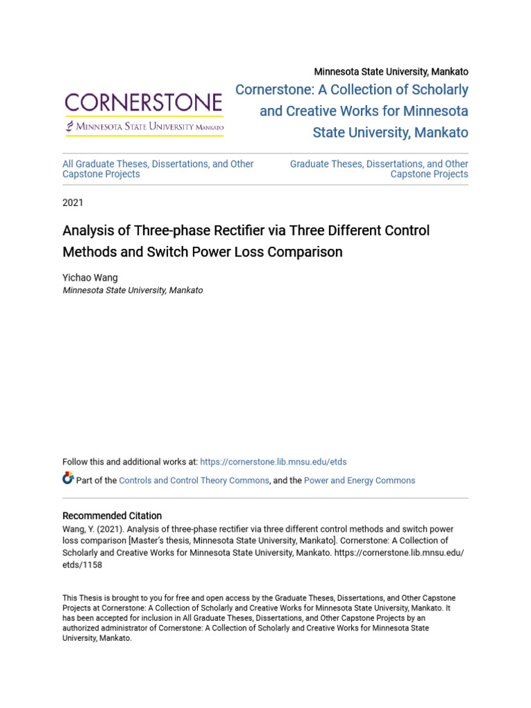 Analysis of Three-Phase Rectifier Via Three Different Control Met | PDF ...