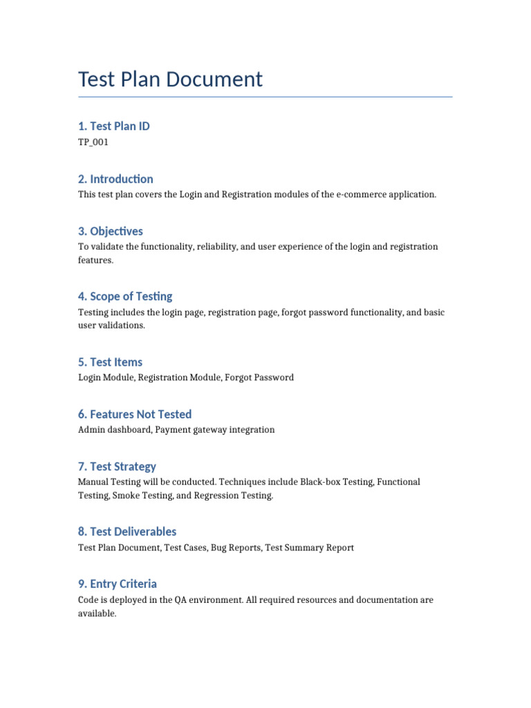 E-commerce Login & Registration Test Plan | PDF