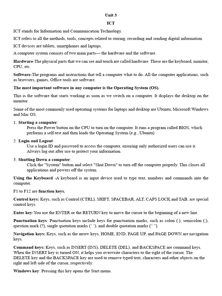Unit 3 - Information and Communication Technology Skills | PDF ...