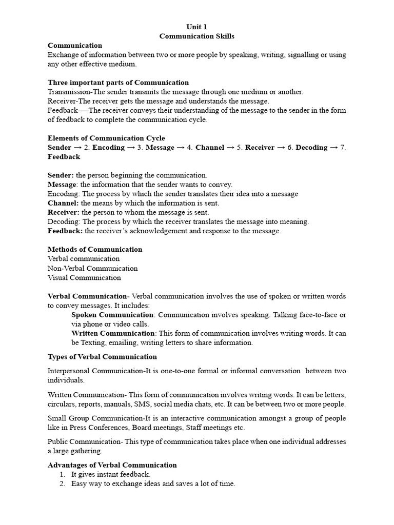 Communication Skills Overview | PDF | Communication | Nonverbal ...