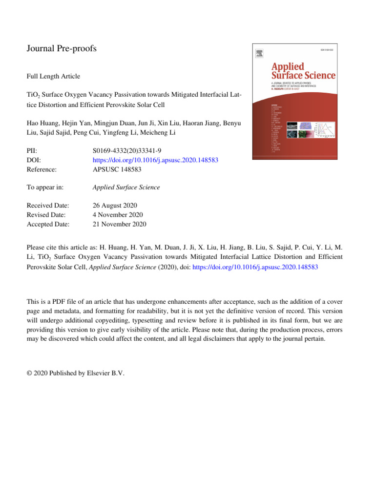 10 1016@j Apsusc 2020 148583 | PDF | X Ray Photoelectron Spectroscopy ...