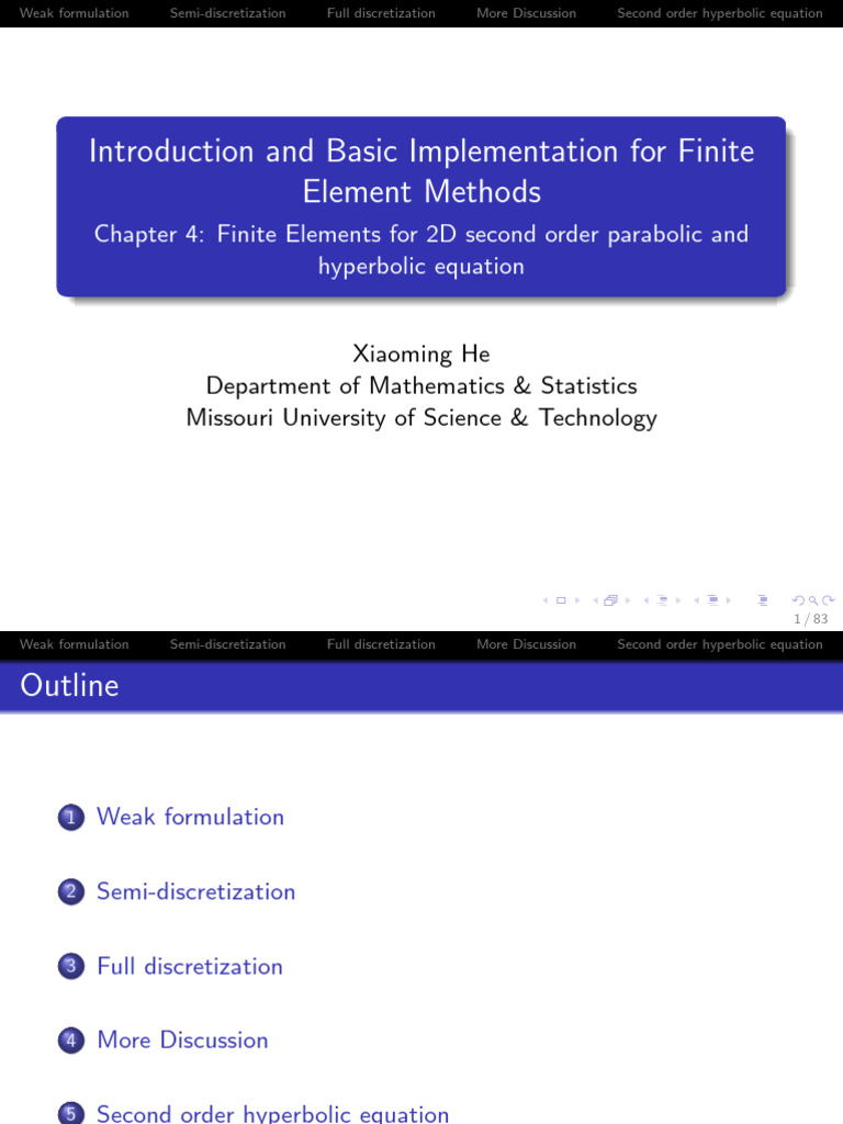 Finite Element Methods for 2D Hyperbolic Equations | PDF | Finite ...
