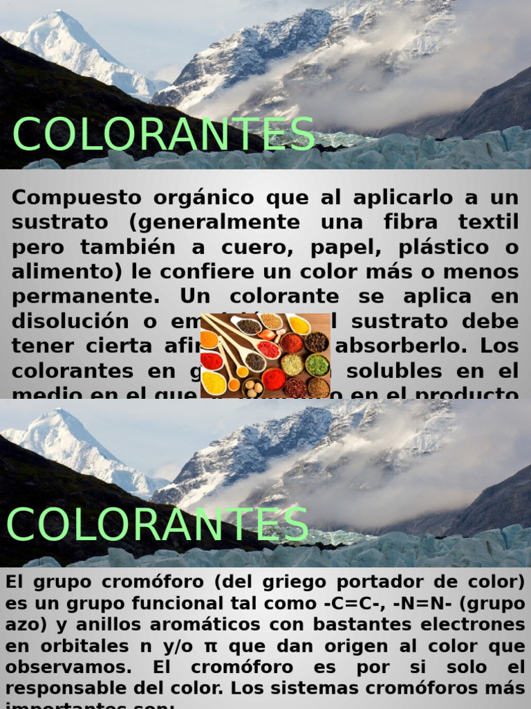 Colorantes: Tipos y Propiedades Esenciales | PDF