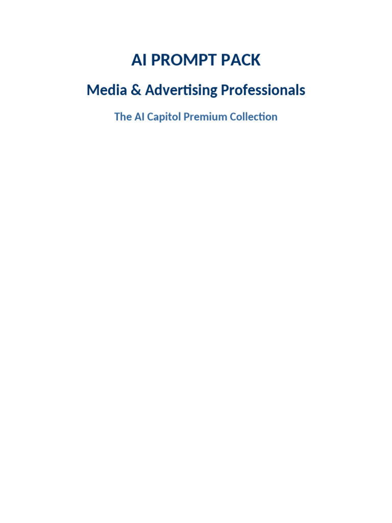 AI Prompt Pack for Advertising Pros | PDF | Advertising | Copywriting