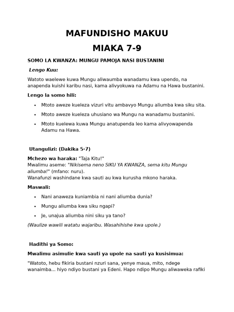 MASOMO Miaka 7-9 | PDF