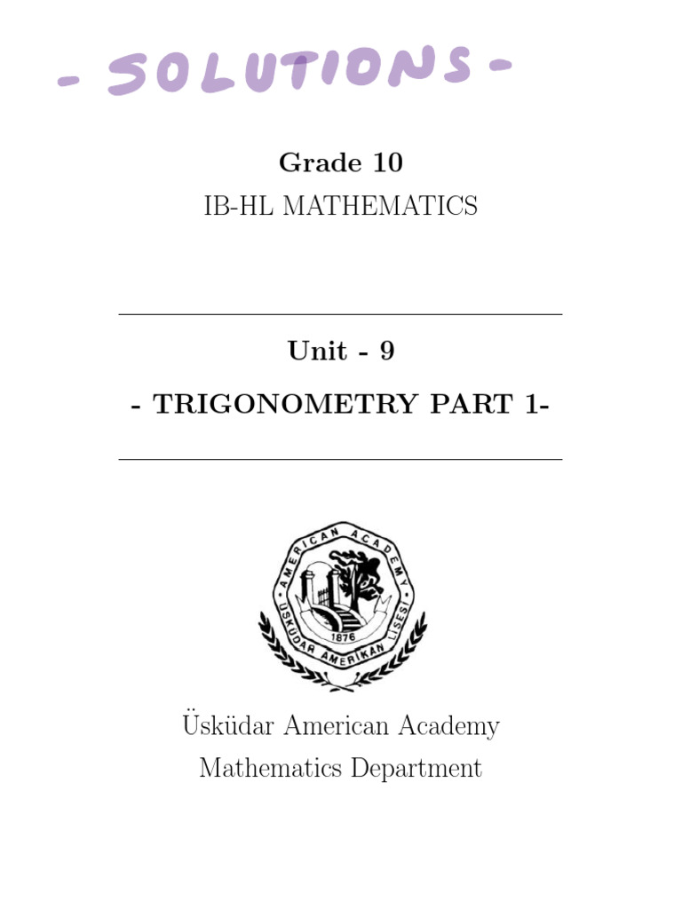 Trigonometry Concepts for Grade 10 IB HL | PDF | Trigonometric ...