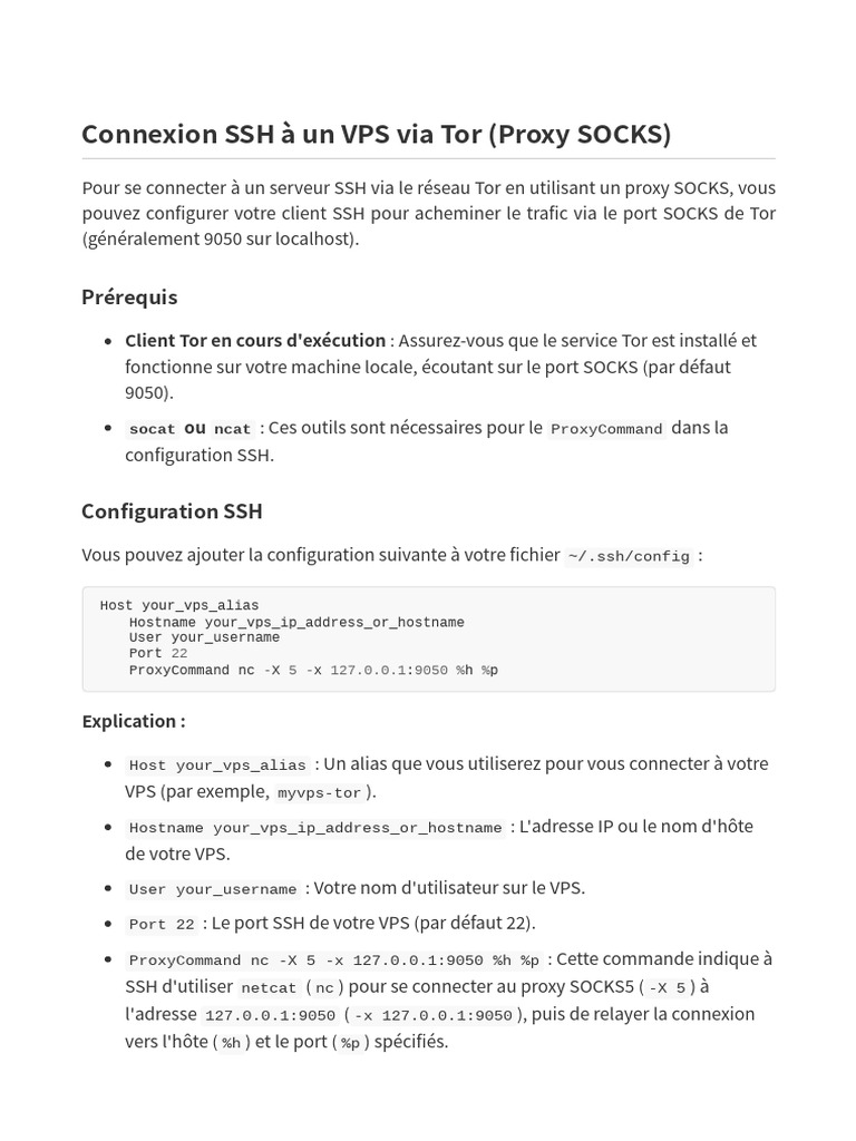 SSH sur VPS via Tor : Guide Complet | PDF | Enveloppe de protection ...